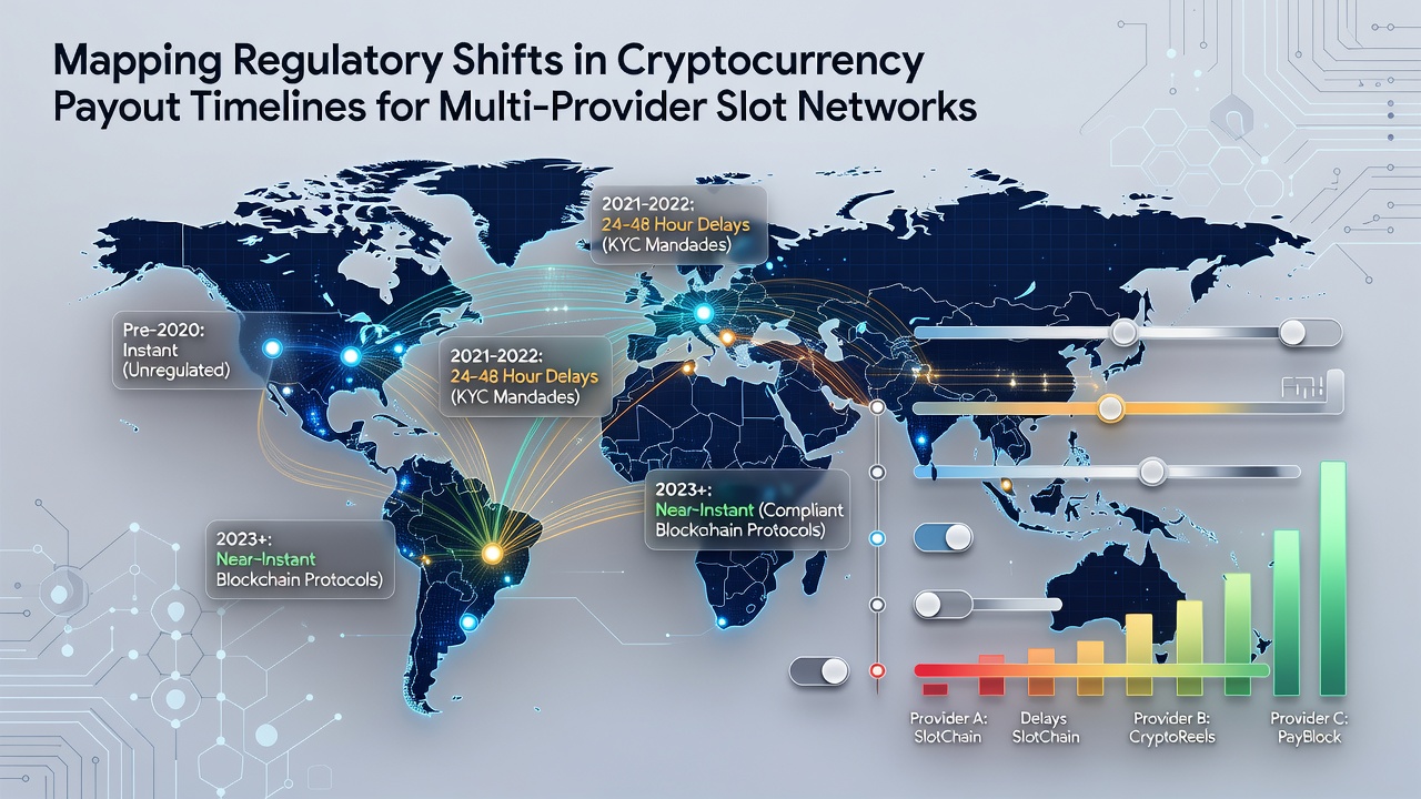 Timeline chart illustrating payout processing stages before and after regulatory updates for slot networks