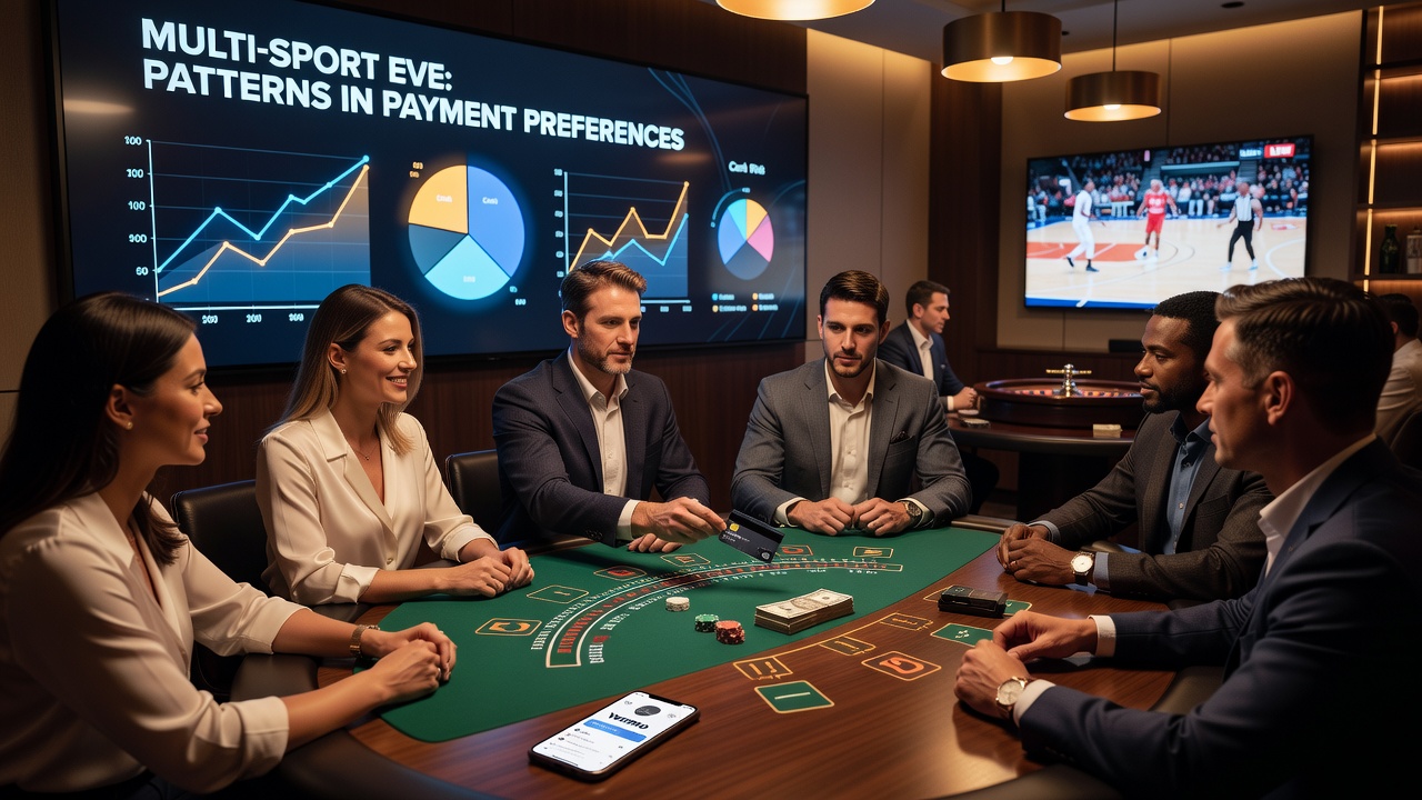 Payment terminal interface at a multi-sport event gaming lounge showing multiple digital wallet options